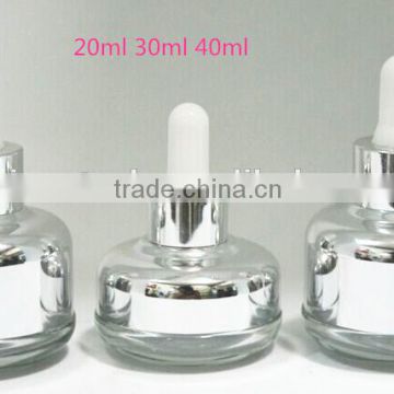 20ml 30ml 40ml glass dropper bottle with shiny silver metal cover