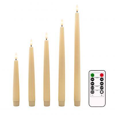 Decoración de boda, velas de cera LED electronicas sin llama en forma de vela afilada en 3D, velas de cera afiladas realistas sin llama