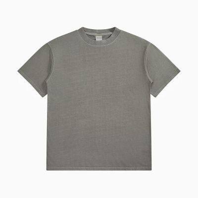 Plain White Basic Unisex Tees Enzyme Washed 320GSM Heavy Weight Round Neck Single Jersey T-shirts Customize Printing Embroidery photo-4