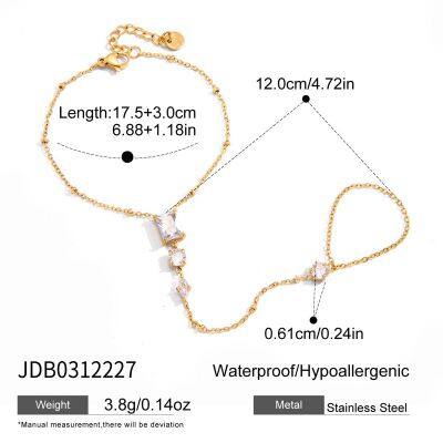 Gold Plated Stainless Steel Tennis Bracelet With CZ Drop Charm for Women Waterproof Adjustable Chain Bracelet Jewelry Wholesale