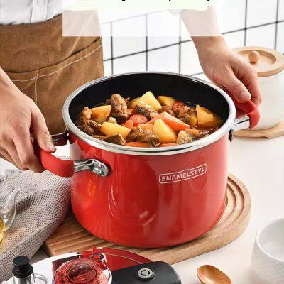 OEM 6L Stainless Steel Pressure Cooker Thickened Explosion-Proof Enamel Coating Pot photo-2