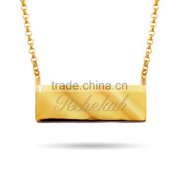 Inspired Engraved Gold Name Bar Necklace , Stainless Steel Necklace Jewelry