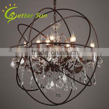 Middle Size Rustic Iron Orb Caged Crystal Chandelier                        
                                                Quality Choice