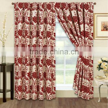 Heavy Full Flocking Curtains with 2 Tie Backs