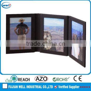 Wholesale leather triple folding photo frame