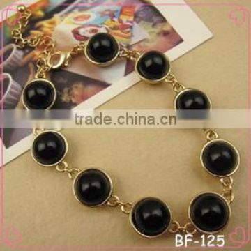 2015 wholesale natural gemstone gold black crystal bead bracelet