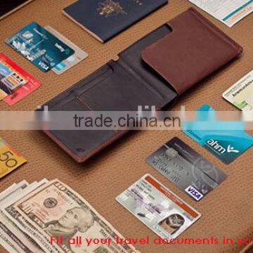 Multifunctional slim cow leather travel wallet