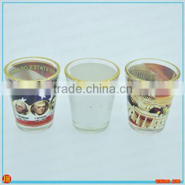 2oz shot glass with white panel,gold rim for sublimation printable