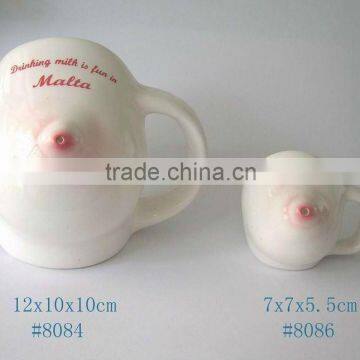 hot sell chest shape ceramic mug,ceramic milk mug,ceramic milk cup