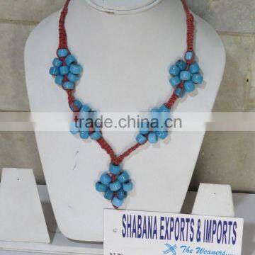 Necklace Beads Bali Braided Pendant Bead Work Stone Jewelry photo-4