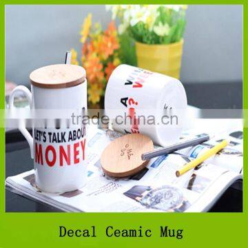 12oz Wholesale White Tea Cups With Wooden Lid photo-2