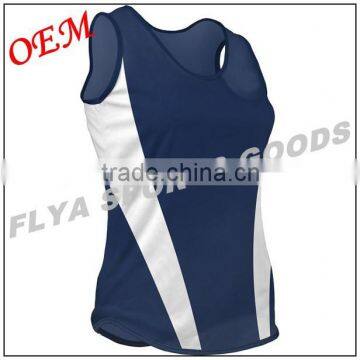 Womens Athletic Lightweight Polyester Running Wear Tank Top Singlet with Side Panels