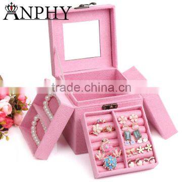 C01 ANPHY Small Cubic Jewelry Box 3 Layers inside with buckle and handle 12*12*12 cm                        
                                                Quality Choice