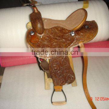 Leather Hand Carved Horse Western Saddle