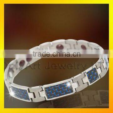 blue colour catbon fiber stainless stell bracelet