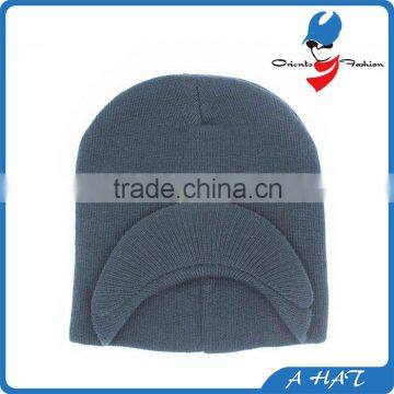 embroidery knit beanie with visor