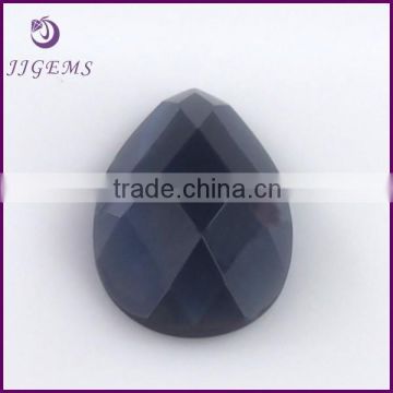 wholesale dark blue facet pear synthetic glass gems