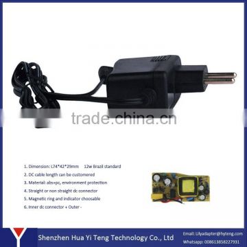 12w 12v1a Brazil Wall Power Adapter Charger