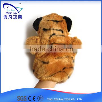 For promotion kids 26cm stuffed tiger soft animal baby toys hand puppet