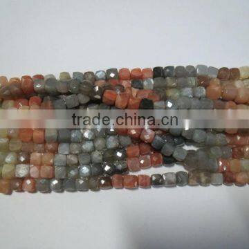 Multi moonstone faceted box wholesale beads