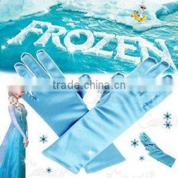 NSPIRED BY FROZEN ELSA LONG DRESSING UP GIRL GLOVES BLUE CHILDRENS COSTUME NEW