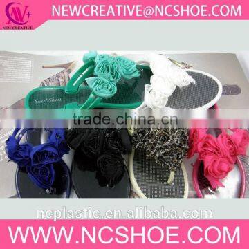 top brand hotel thong women flip flop PVC slipper with flower