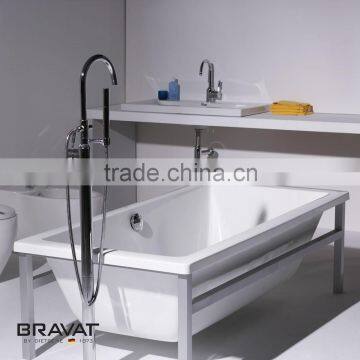 Wooden support free standing bathtub seamless joint B25809W-B