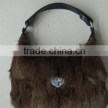 Black Fashion Women Fox Fur Handbag Shoulder Bag