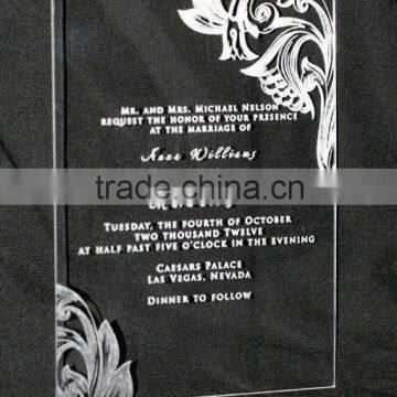 High Transparent custom differenr style acrylic laser cut wedding invitation card