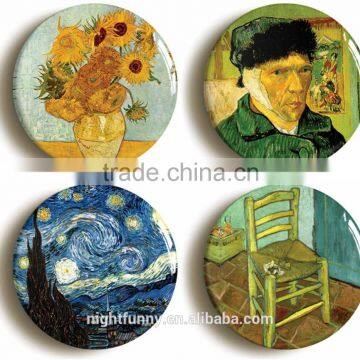 Set of four Vincent Van Gogh badges buttons pins: Post Impressionism, Art (1inch/25mm diameter)