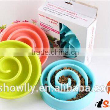 pet dog cat anti choking slow eat feed bowl spiral snail type good quality PP avoid fat