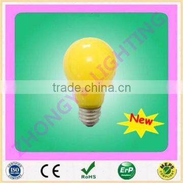 A60 colour bulb E27 yellow incandescent lamp 25w40w60w75w100w