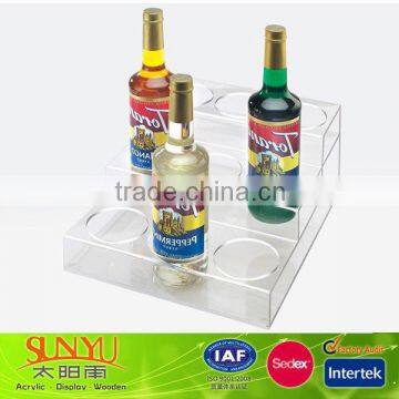 3 Tiers 9 Bottles Wine Bottle Acrylic Display Stand