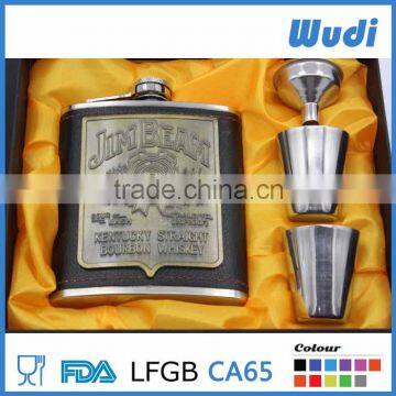 paster hip flask with metal lid and shot glass set HSET20