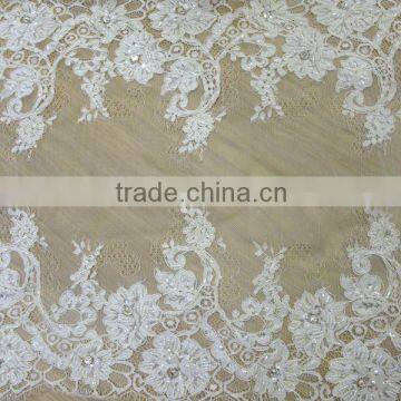 chantilly lace fabric french lace 100% polyester for Wedding Dress Guipure Embroidery African Cord Lace Fabric Lace