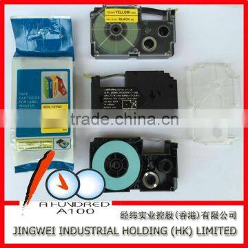 label printer tape XRA-12YW1 black on yellow 12mm be used for compatible casio printer tape cartridge label ribbon
