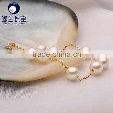 18k Gold Chain Bracelets for Women 2016 Pearls Fresh Water High Luster Pearls