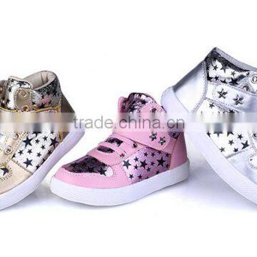 2015 new arrivals fashion high shoes for girls pu material