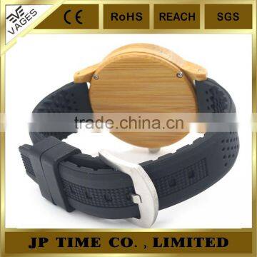 Newest Soft Silicone Band 4 Colors for Choice Wood Dial Bamboo Wood Watch Private Label photo-4
