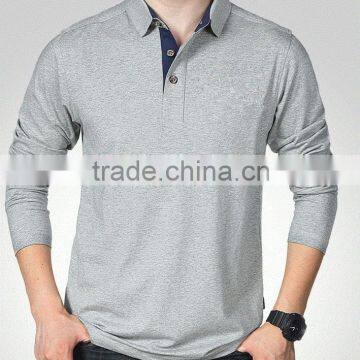 2015 Wholesale Winter Mens cotton polo shirts long sleeves