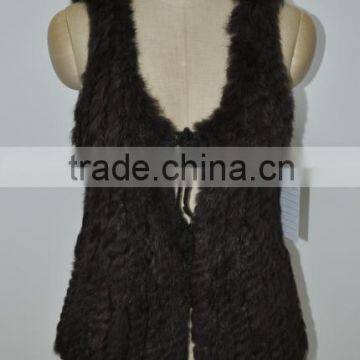 Women Fashion Knitted Real Rabbit Fur Vest LK16F005 photo-2