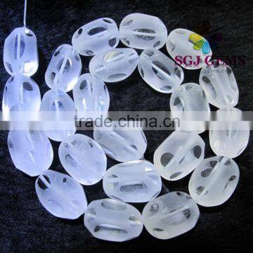 Frosted Tumbled Rock Crystal Quartz Beads,Matted Rock Crystal beads,Natural gemstone rock crystal