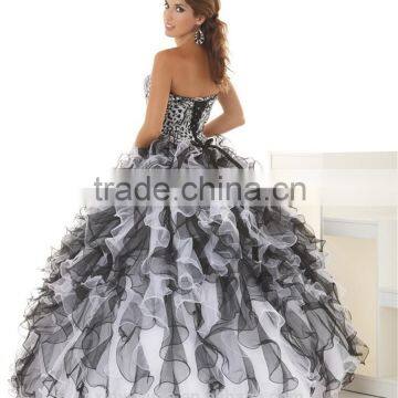 Classic Designer Ball Gown Sweetheart Black and White Sexy Leopard Western Quinceanera Dresses With Detachable Skirt CYQ-004 photo-4