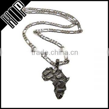 Hip Hop Black Tone Africa Nugget Necklace