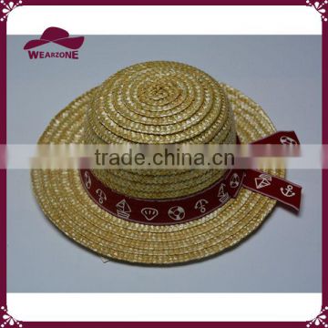 High quality 100% straw hat kid boater hat with band