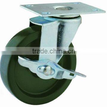 13 Double Ball Raceway Top Plate Swivel Black PP Caster With Side Brake