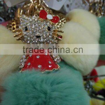 Fur Pompom Maker/fox Fur Ball Keychian/colourful Rabbit Fur Pom Pom Ball for Keyring and Bags photo-3