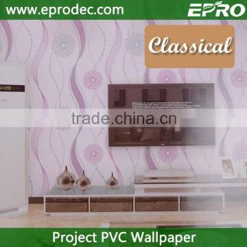 Waterproof popular vinyl project wall paper with low price