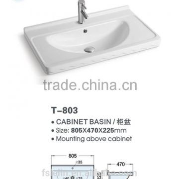 FOSHAN LELIN ceramic L800mm cabinet basin small size vanities top bathroom basin of LT-034