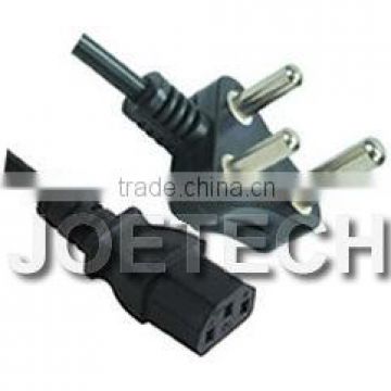 South Africa India power cord 5A/10A 250V H05VV-F 3G0.75/1.0/1.5mm2